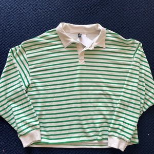 Top strip green/cream , Medium. New tags